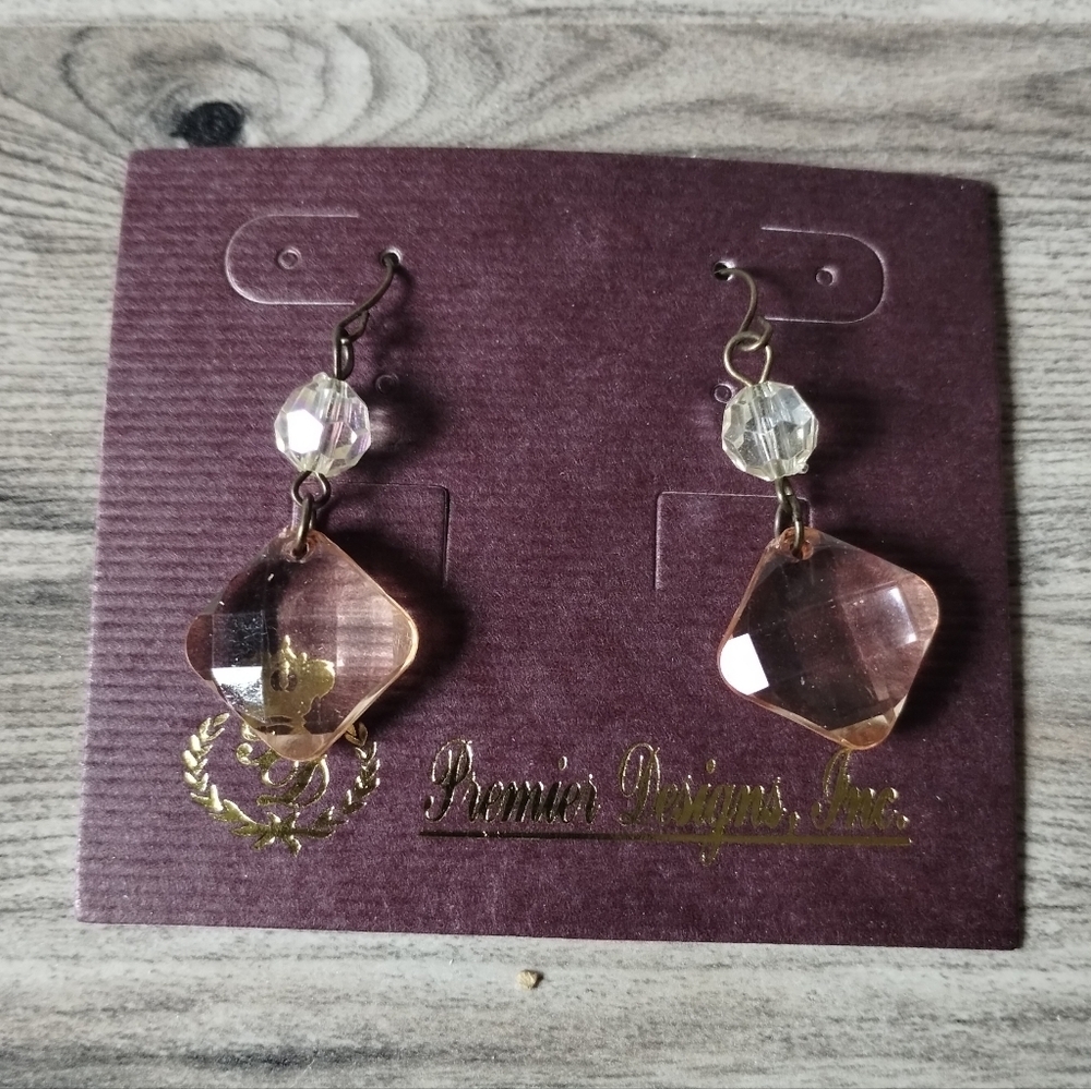 Premier Designs Gold and Clear Earrings